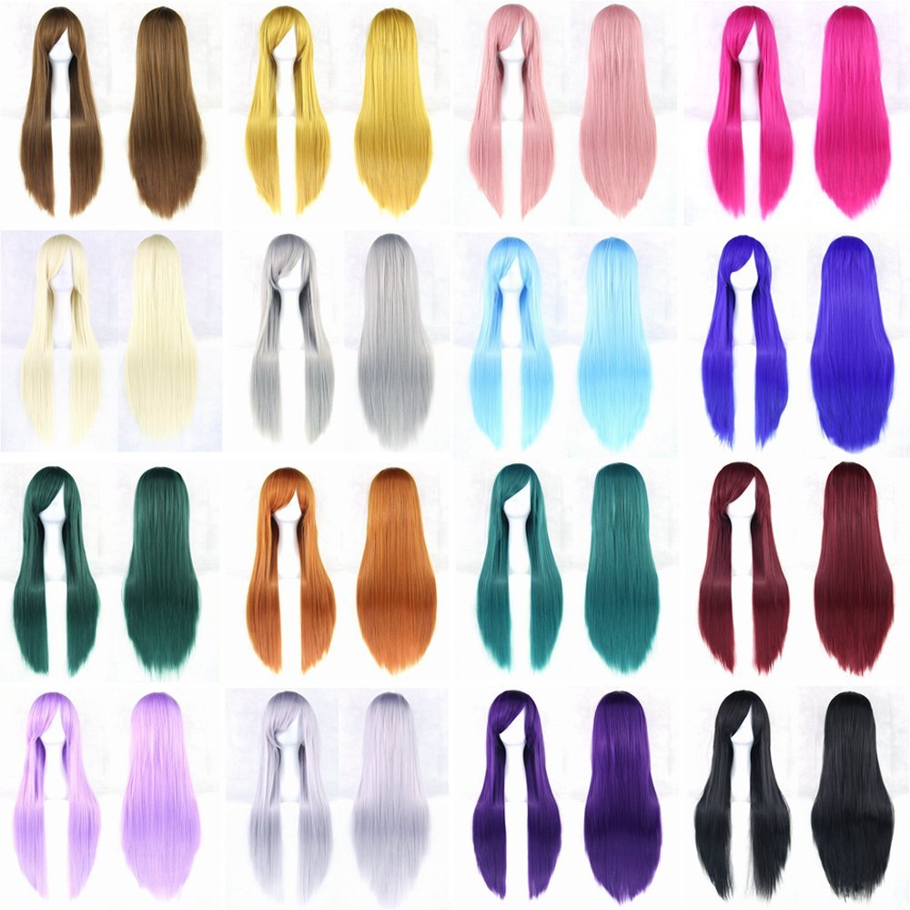 80cm Long Straight Natural Hai - огляд і ціна Cosplay Anime White Hair